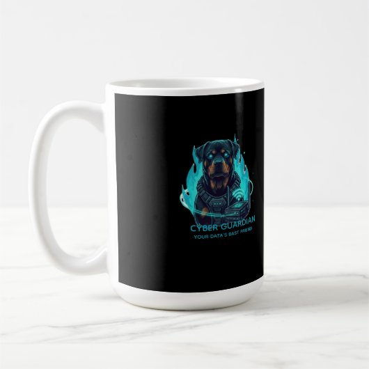 Cyber Guardian Rottweiler Blue Flame - High-Tech O コーヒーマグカップ (左)