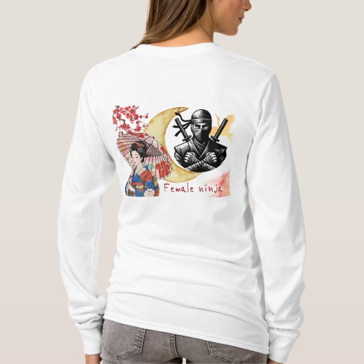 Cyber Kunoichi: Neon Night Shinobi Edition Tシャツ (裏面)