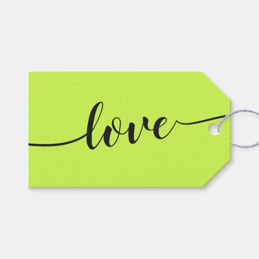 Cyber Lime Jet Black Cheers Simple Love ギフトタグ (正面(横))