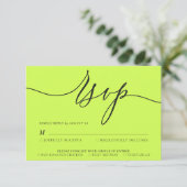 Cyber Lime Jet Black Minimal Modern 出欠カード (スタンド正面)