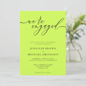 Cyber Lime & Jet Black Minimal We are Engaged 招待状 (スタンド正面)