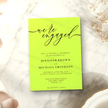 Cyber Lime & Jet Black Minimal We are Engaged