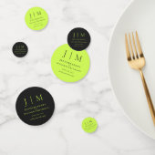 Cyber Lime Jet Black Monogram Classic Wedding コンフェッティ (グループ)