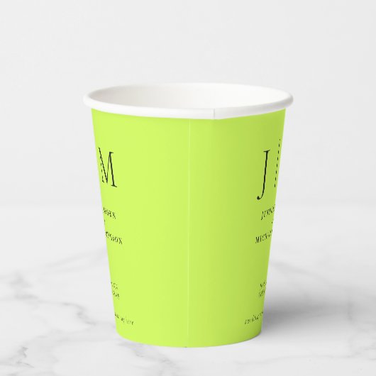 Cyber Lime Jet Black Simple Minimal Drink Wedding 紙コップ (右)