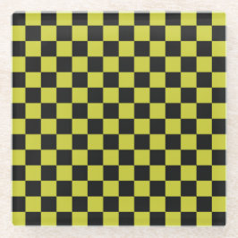 Cyber lyme checkerboard pattern ガラスコースター