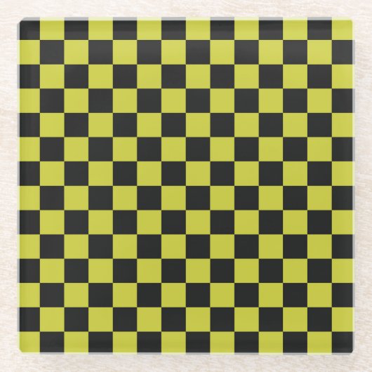 Cyber lyme checkerboard pattern ガラスコースター (正面)