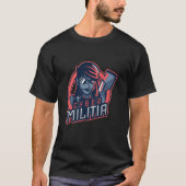 Cyber Militia Cybersecurity Security Hacker Comput Tシャツ (正面)
