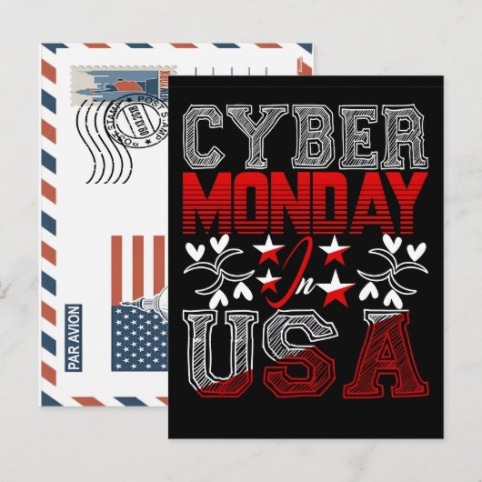 Cyber monday in usa sales event hand-drawn design シーズンポストカード (正面/裏面)