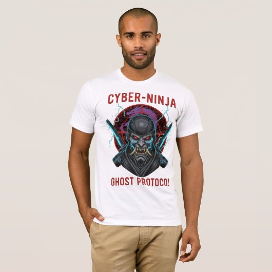 Cyber Ninja Ghost Protocol T-Shirt | Samurai Oni  Tシャツ (正面フル)
