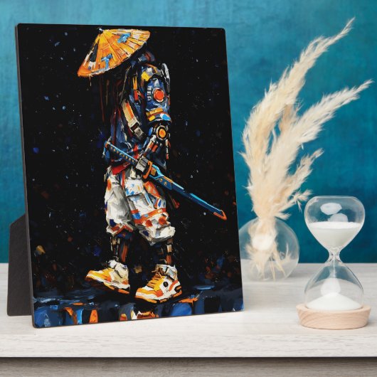 Cyber Ninja Palette Knife Neon Orange Impasto フォトプラーク (側面)