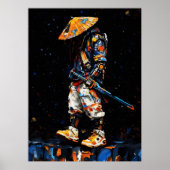 Cyber Ninja Palette Knife Neon Orange Impasto ポスター (正面)