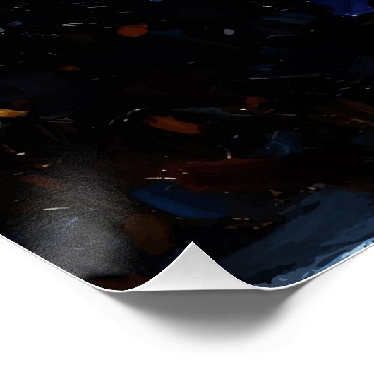 Cyber Ninja Palette Knife Neon Orange Impasto ポスター (コーナー)