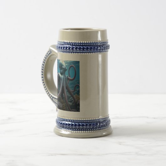 Cyber Octopus blue stein 2 sided ビールジョッキ (正面左)