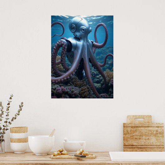 Cyber Octopus matte poster ポスター (キッチン)