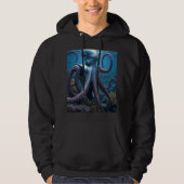 Cyber Octopus men black hooded sweatshirt パーカ (正面)