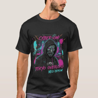 Cyber-Oni & Robotic Cat Head | Neo-Tokyo Vaporwave Tシャツ