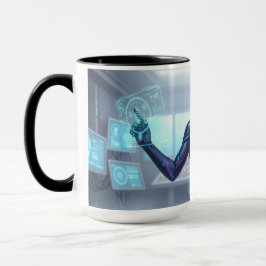 Cyber Oracle Mug – Futuristic Tech Anime Girl マグカップ