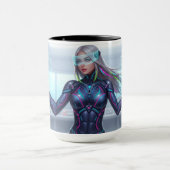 Cyber Oracle Mug – Futuristic Tech Anime Girl マグカップ (中央)