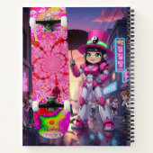 Cyber Pink Robot & Skateboard ノートブック (裏面)