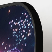 Cyber-Pulse Neon Soundwave Modern 80s  ピックルボールラケット (左詳細)