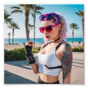 Cyber Punk 80s Babe by theビーチ フォトプリント