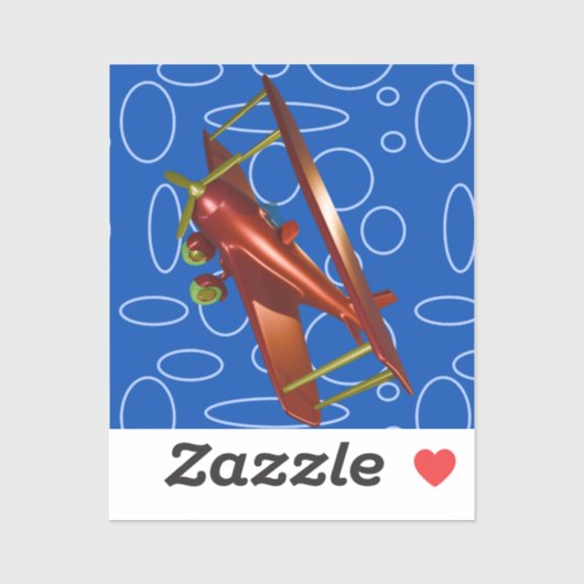 Cyber Red Popcorn Anime Bi-Plane flying amidst  シール (シート)