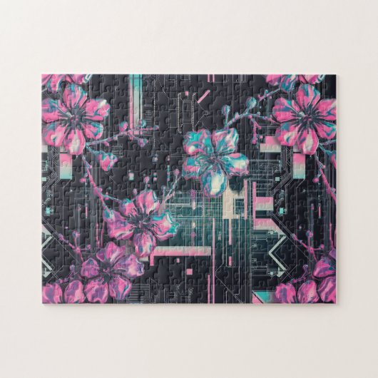 Cyber Sakura Skyline Puzzle ジグソーパズル (横)