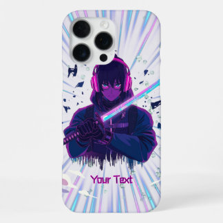 Cyber Samurai Anime Boy Vaporwave Warrior Art iPhone 16 Pro Maxケース