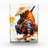 Cyber Samurai Palette Knife Neon Orange Impasto フォトブロック (正面)