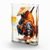 Cyber Samurai Palette Knife Neon Orange Impasto フォトブロック (右)