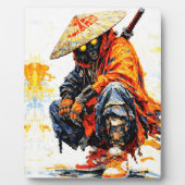 Cyber Samurai Palette Knife Neon Orange Impasto フォトプラーク (正面)