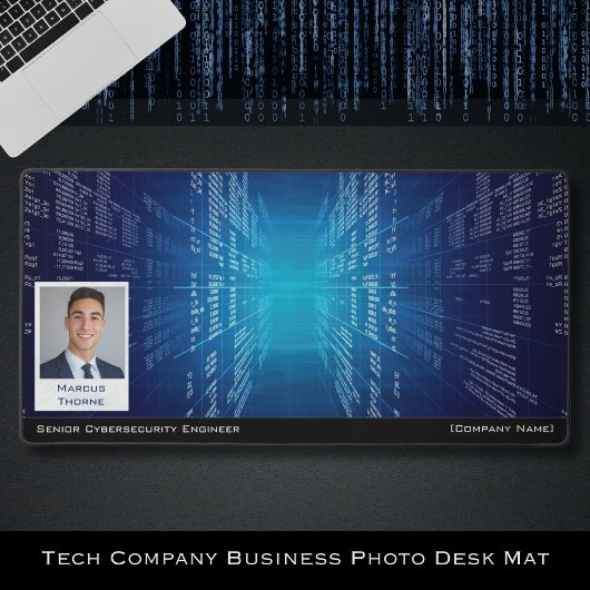 Cyber Security Tech Blue Business Photo Desk Mat デスクマット