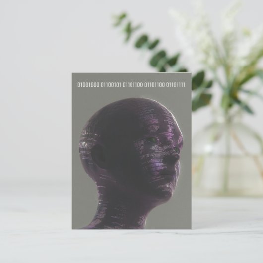 Cyber Skull Binary Hello Future Technology Design  シーズンポストカード (スタンド正面)