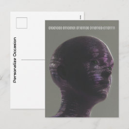 Cyber Skull Binary Hello Future Technology Design  シーズンポストカード