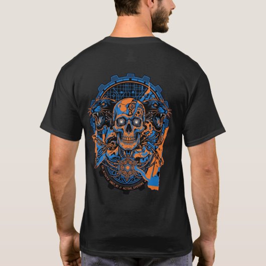 Cyber Skull Panther Shirt – Futuristic Mechanical  Tシャツ (裏面)