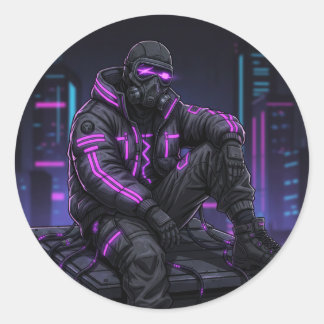 Cyber Street Guardian – Neon Underground Style ラウンドシール