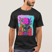 Cyber Vaporwave Aesthetic Futuristic Axolotl Tシャツ (正面)