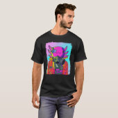 Cyber Vaporwave Aesthetic Futuristic Axolotl Tシャツ (正面フル)