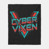 Cyber Vixen Gamer Girl Black Red Teal Video Gaming フリースブランケット (正面)