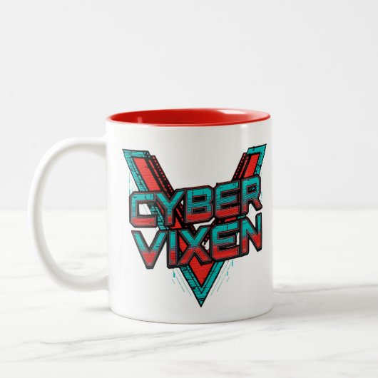 Cyber Vixen Gamer Girl Gaming Graphic | Video Game ツートーンマグカップ (左)