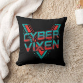 Cyber Vixen - Gamer Girl - Red Teal Gaming Graphic クッション (ブランケット)