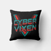 Cyber Vixen - Gamer Girl - Red Teal Gaming Graphic クッション (裏面)