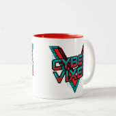 Cyber Vixen - Gamer Girl - Red Teal Gaming Graphic ツートーンマグカップ (正面右)