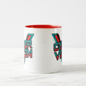 Cyber Vixen - Gamer Girl - Red Teal Gaming Graphic ツートーンマグカップ (中央)