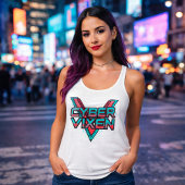 Cyber Vixen - Red Teal Gamer Girl Graphic Gaming タンクトップ