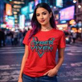 Cyber Vixen - Red Teal Gamer Girl Graphic Gaming Tシャツ