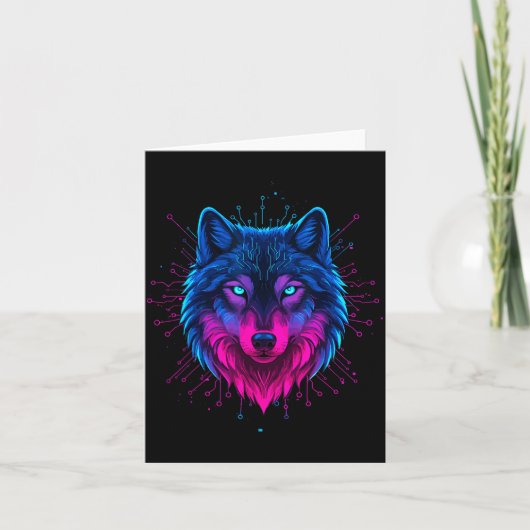 Cyber Wolf For Animal Lovers And Birthday And Birt カード (正面)