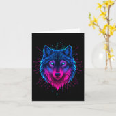 Cyber Wolf For Animal Lovers And Birthday And Birt カード (黄色い花)