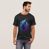 Cyber Wolf – Neon Howl Splash Art Tシャツ (正面フル)