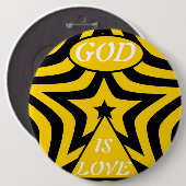 Cyber Yellow & Black Star "God Is Love"  Bold Star 缶バッジ (正面&裏面)